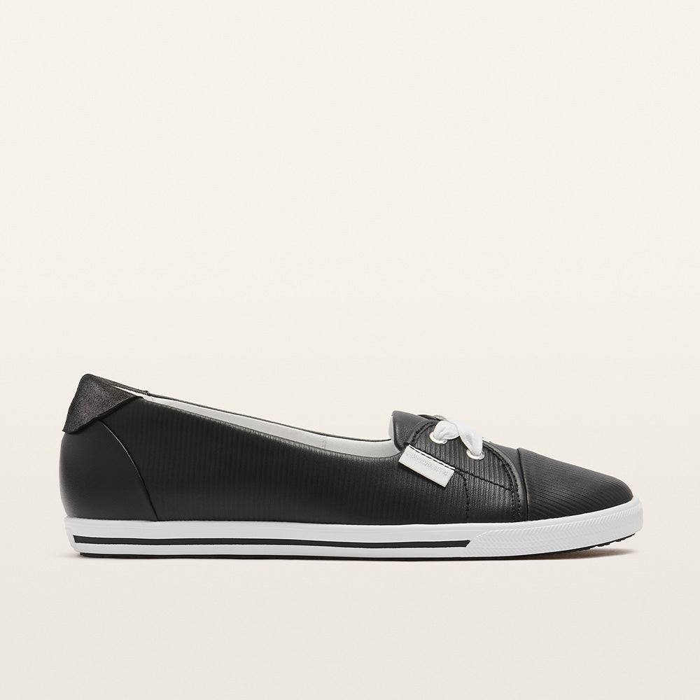 Hannah III Black Emboss Women's Casual Flat | FRANKIE4