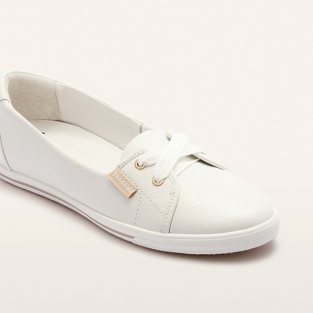 Hannah III White Tumbled Women's Casual Flat | FRANKIE4