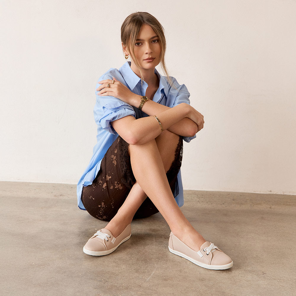 Hannah III Light Blush Emboss Women's Casual Flat | FRANKIE4