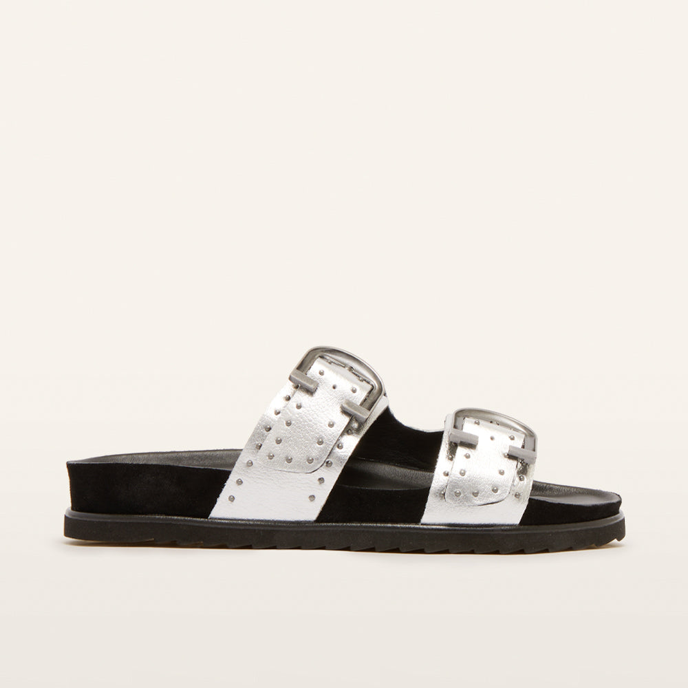 Deon Silver Stud Slides