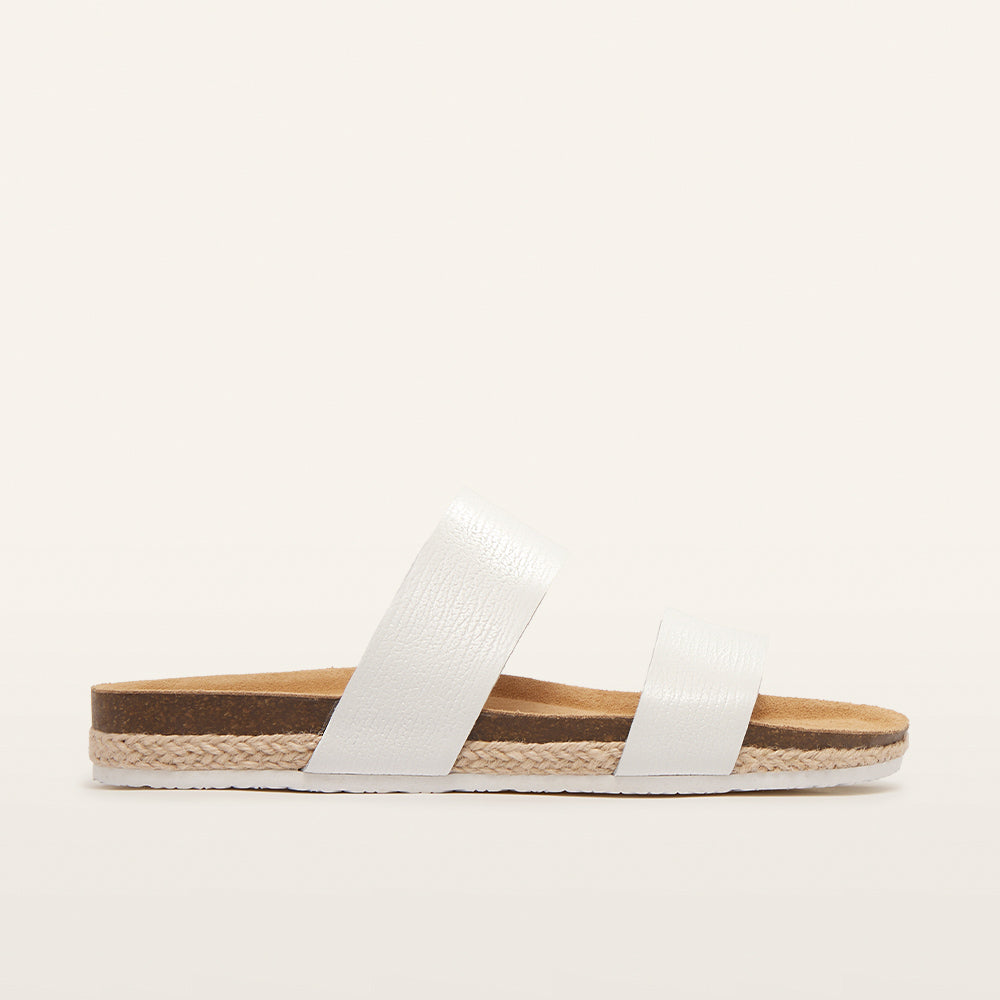 Maria III White Grain Women's Slides