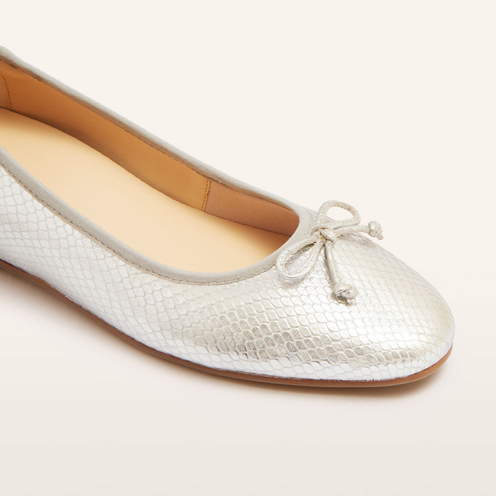 Trinity Silver Snake Emboss Women's Dress Flat | FRANKIE4