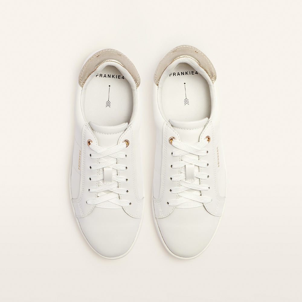 Jackie V White/Gold Grain Women's Sneaker | FRANKIE4