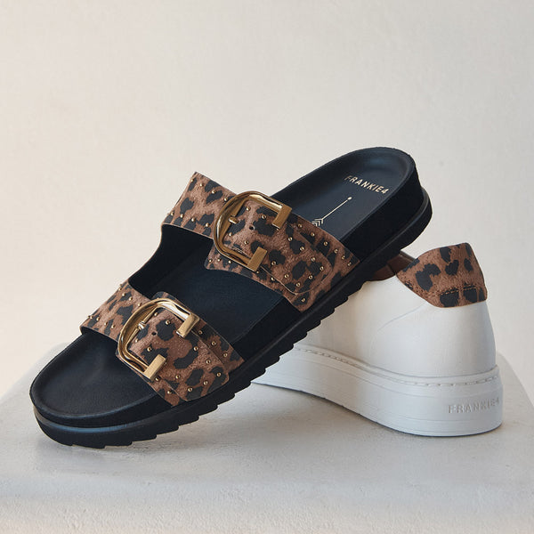 Deon Dark Leopard Print Suede Stud