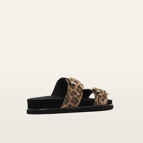 Deon Dark Leopard Print Suede Stud
