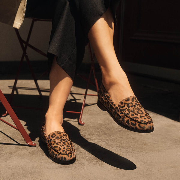 Franklin Dark Leopard Print Suede