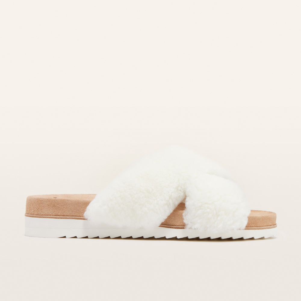 Rebel II Cream Shearling Women's Slides