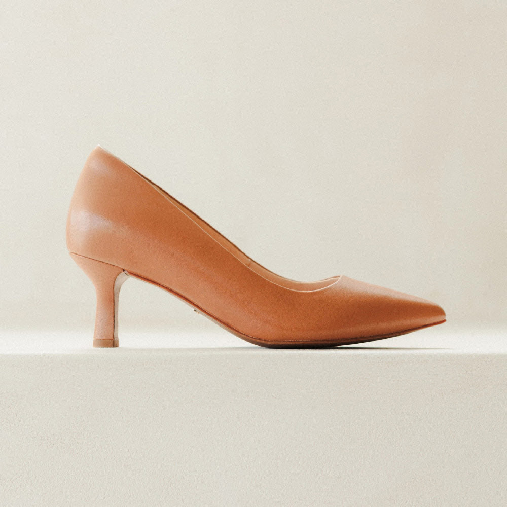 Tan mid clearance heel shoes