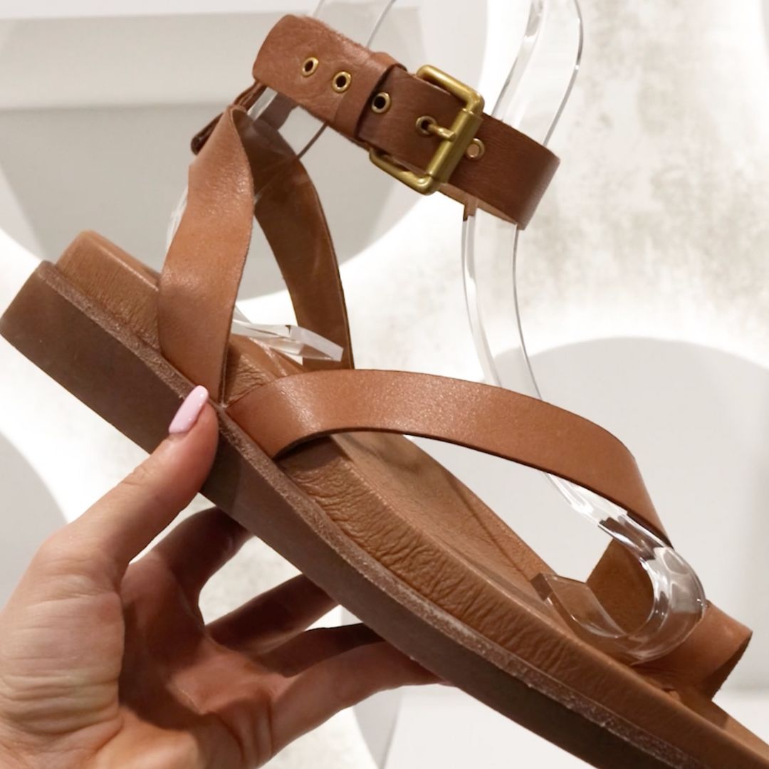 Strap Flat Sandals Tan One Strap Sandals Middleton Tan Women's