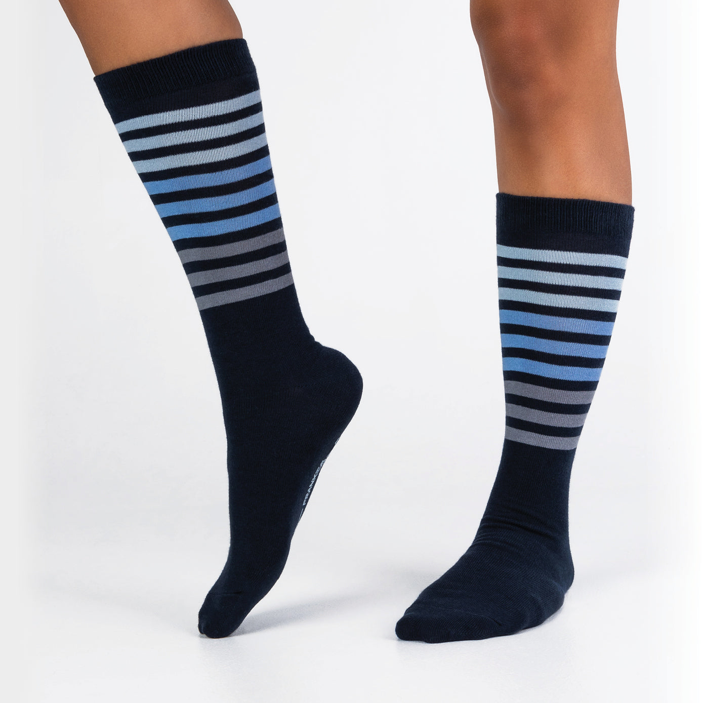 Crew Adult Navy/Blue Stripe 2 Pack Socks | FRANKIE4